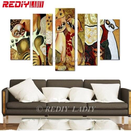 REDIY LADIY Diamond Embroidery Triptych Full Square Diamond Painting Cross Stitch Cats Love Gold Crystal Mosaic Modular Picture