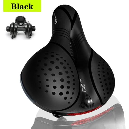 Hollow Breathable Bicycle Saddle Men Women MTB Road Bike Saddle Shock Absorbing Comfortable Big Butt Bike Seat Safety Warning