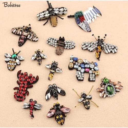 Bobitree 10PCS/LOT Beaded Appliques Bee Patches Beaded Bee Applique Applique Patches DIY Accessories Handmade For Garment
