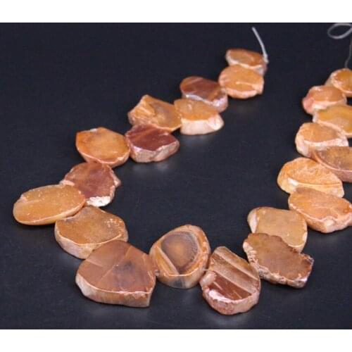 Approx22PCS/strand Top Drilled Champagne Titanium Raw Agates Freeform Slab Slice Beads,Gems Stone Nugget Pendants Jewelry Making