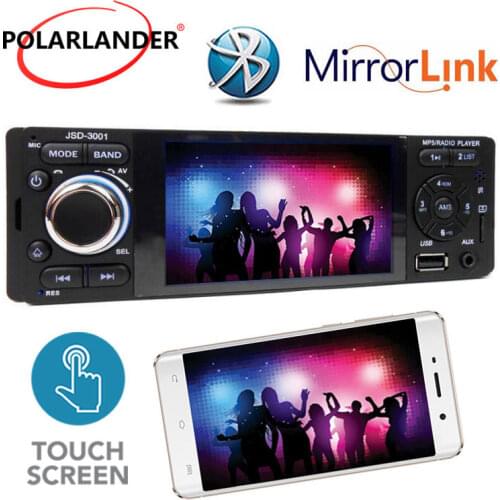 Microphone auto audio USB AUX Car MP5 Player Bluetooth 4" 1 Din Car Radio Mirror Link for Andriod 12V DC Rear view camera