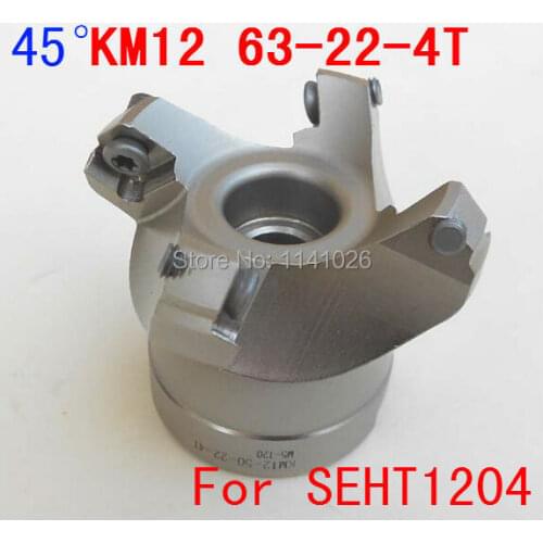 Free Shipping Two Colors KM12 63-22-4T 45 Degree Shoulder Face Mill Head for SEHT1204
