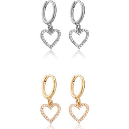 Shiny Heart Earrings for Women Crystal Drop Earring for Women Huggie CZ Cubic Zirconia Wholesale Simple Jewelry Pendientes 2022