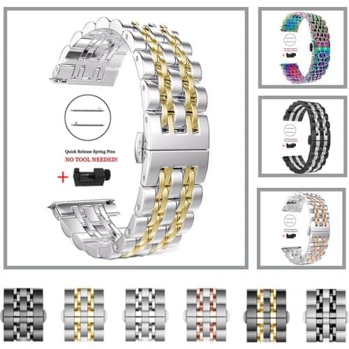 Stainless Steel Wristband For Samsung Galaxy Watch Active 2 3 41/45mm 42/46mm Strap for Gear Sport/S2 S3 20mm 22mm Band Bracelet