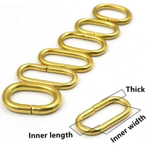 8.5-11mm Inner Solid Brass Oval Dee Ring For NonWelded Webbing Strapping Dog Collar Leather Craft Belt DIY Trimits Accessories