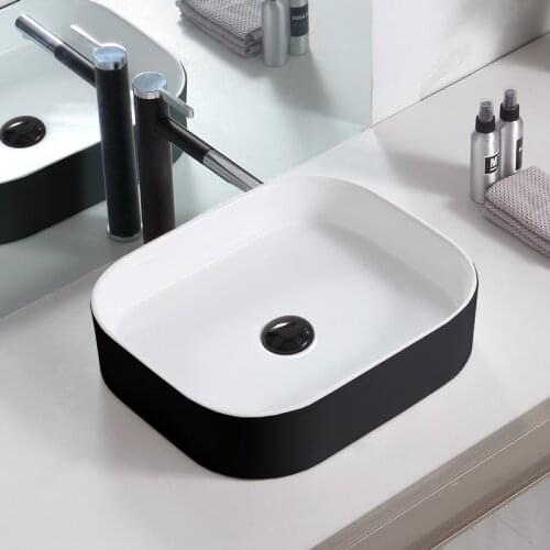 Black and White Personality Ceramic Wash Basin Simple Above Counter Basin Bathroom Balcony Washbasin Hotel Basin Thin Edge