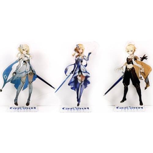 Genshin Impact characters Main Player Traveler Aether Lumine acrylic standee figurines desk decoration cake topper anime
