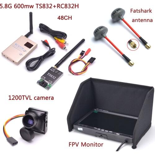 FPV Kit Combo System 1200TVL Camera + 5.8Ghz 600mw 48CH TS832 RC832S RC832 + 7 inch LCD 1024 x 600 Monitor + Antenna