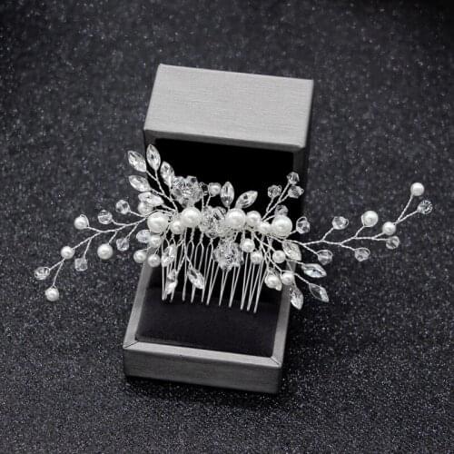 Crystal Rhinestone Pearl Hair Comb Clips Bridal Wedding Jewelry Hair Accessories for Bride Bridesmaid Handmade Hair Tiaras Decor