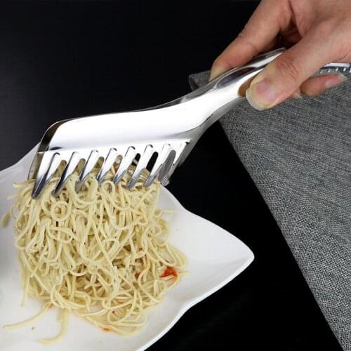 Kitchen Stainless Steel Cooking Tools Spaghetti Tongs Pasta Clip Clamp Bbq Noodles Tong Buffet Party Catering Utensils