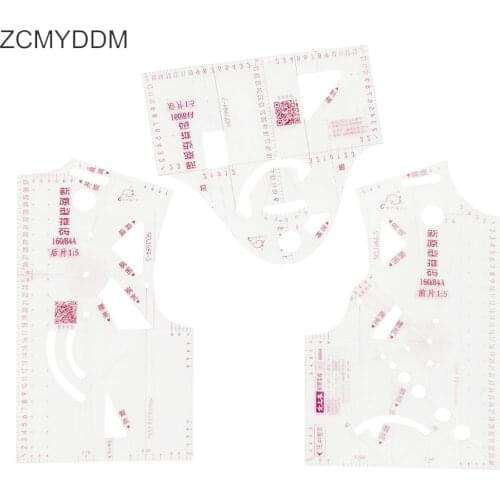 ZCMYDDM 3PCS Mini 1:5 Clothing Design Ruler Garment Prototype Tailors Ruler for Apparel Drawing Template DIY Sewing Supplies