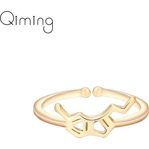 Trendy Geometric Polygon Serotonin Molecule Rings Chemistry Dopamine Open Adjustable Ring Women Love Christmas Birthday Gift