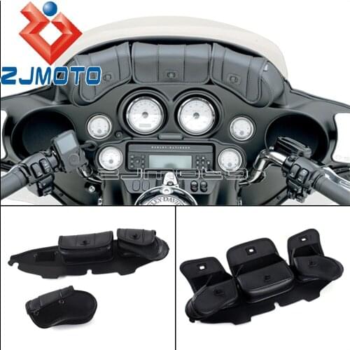 Motorcycle 3 Pouch Pocket Windshield Batwing Fairing Bag For Harley Electra Street Glide Touring 1996-2013 w/ Windshield