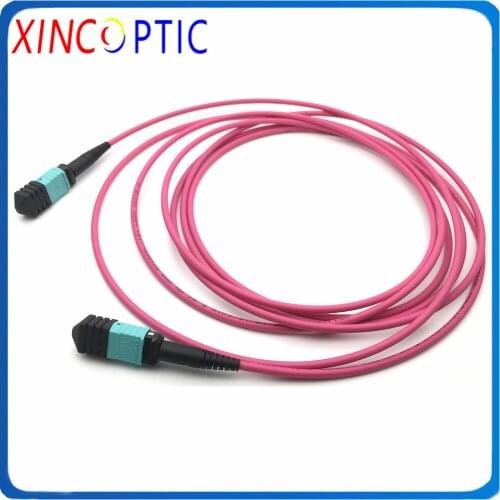 MPO/M-MPO Male Data Center Trunk Cable 8Strands 1/2/3/5/7/10/15/20/25/30M OM4 50/125 Type C 3.0mm Purple Round Fiber Patch Leads