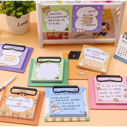 Cartoon Mini Clipboard with Memo Pads Kawaii Animals Message Note Office Stationery Work Planner Diary Agenda Sticky Notes