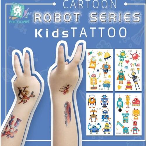 Cartoon Robot Waterproof Temporary Tattoo Boy Intelligent Toy Cute Machine Men Fake Flash Tattoo Stickers For Gifts for Children