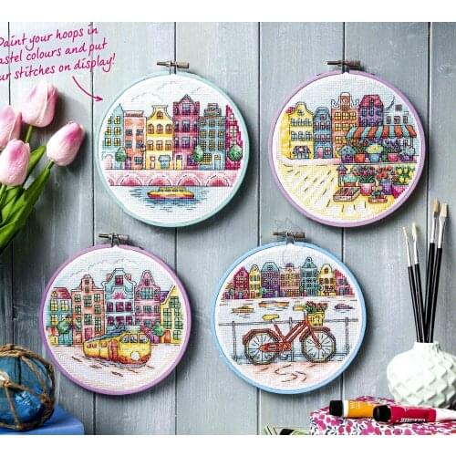 Birds and Peach Blossoms and Birds Counted Cross Stitch Kit Cross stitch RS cotton with cross stitch City Scenery 4sets