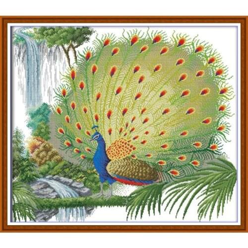 The peacock animal Cross-stitch Embroidery kits, DIY Cross Stitch set Embroidery Suit, Enough Canvas for Embroidery landscape