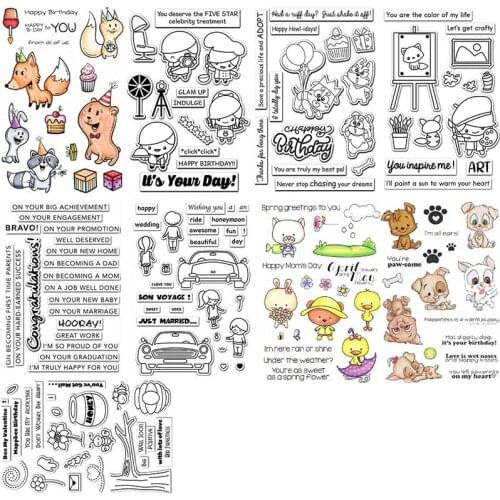 4X6Inch Little Dogs Fox Transparent Silicone Clear Stamp for Scrapbooking Diy Craft Decoration Soft Stamp Photo Album Decoration