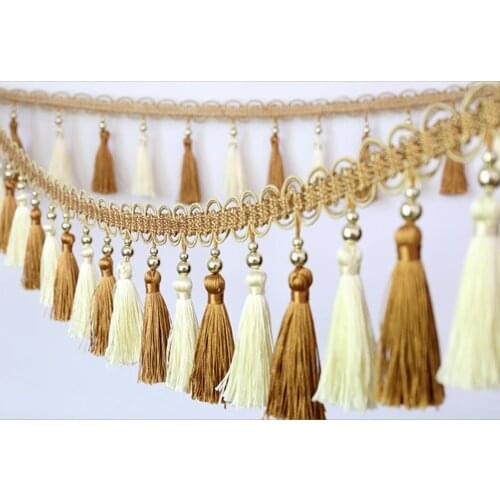 Luxury African Fabric High Quality Curtain Lace Ribbon Tassel Fringe Sewing Accessories 6 Yards