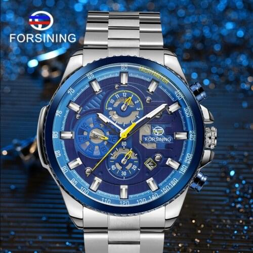 FORSINING Top Luxury Watch Stainless Steel Military Male Wristwatch Automatic Mechanical Male Clock relogio masculino