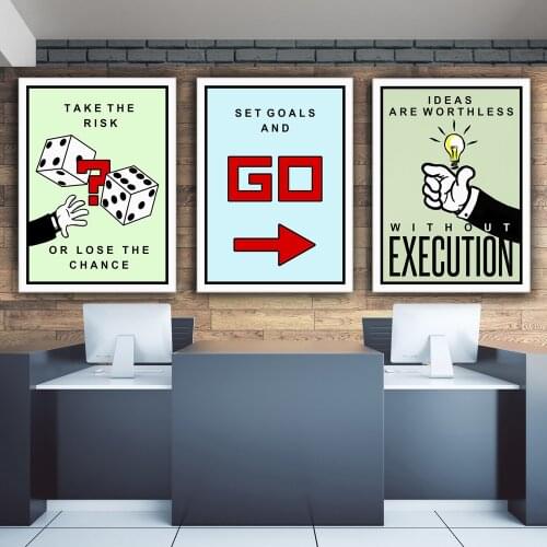 Set A Goals and Go Quote Wall Art Canvas Print Office Decoration Motivational Modern Art Poster Entrepreneur Office Wall Picture