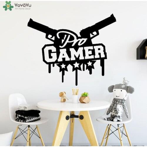 YOYOYU Wall Decal Quotes Gamer Vinyl Wall Stickers Art Mural Boys Bedroom Removable Home Decor Gun Pattern Gifts Design DIYSY897