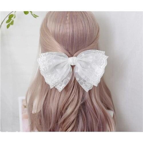 Women Girls Big Lace Hair Accessories Hair Bow Clips with Large Hairpins Boutique Hairclips D335