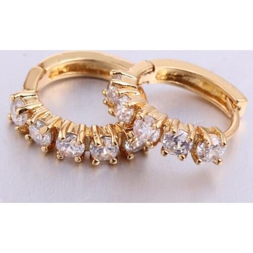 CZ AAA Zircon Gold Earrings for Women Geometric Small Hoop Earrings Huggie Jewelry Wedding Bijoux Brincos Earring for Woman