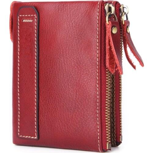 Womens Leather Wallet Female Coin Purse High Quality Genuine Leather Short Ladies Clutch Purses ID Card Holder Money Bags