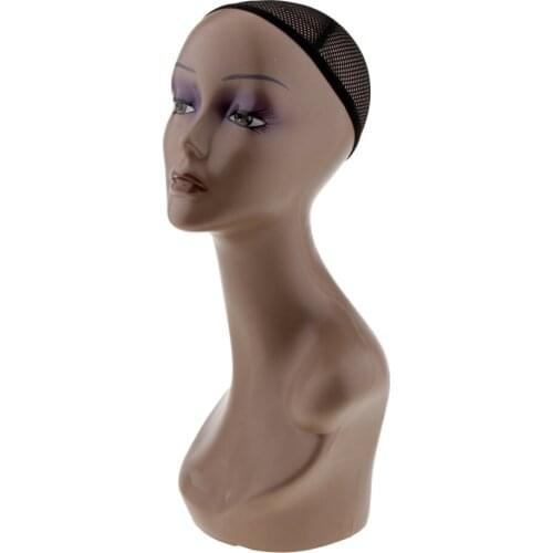 Female Mannequin Head Bust Wig Hat Jewelry Display Model Manikin and Net Cap