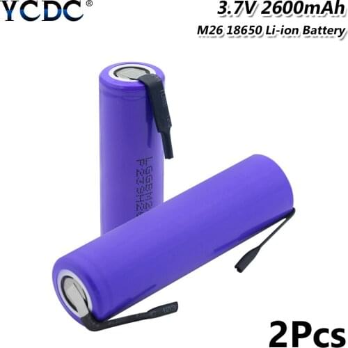 1-10 PCS 18650 lithium battery 2600mAh 3.7V M26 High Drain 10A Discharge rechargeable batteries With nickel tape for connectors