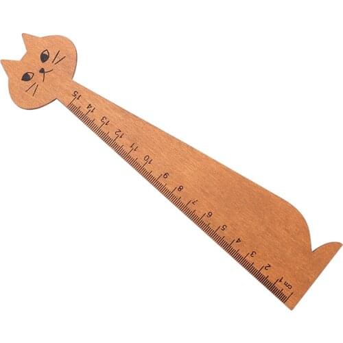1 pc New Cat Straight Ruler Wooden Kawaii Tools Stationery Cartoon Drawing Gift Korean Office School Kitten random Colors