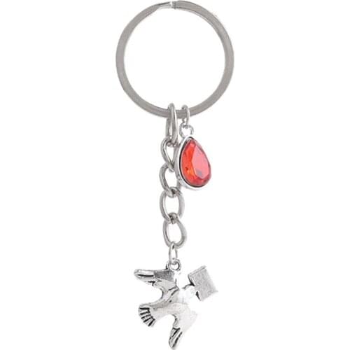 1PCS Women/Mens Fashion homing pigeon Charm 25mm Keychain Key Rings Alloy Charms Gifts 20 Colors You Choose