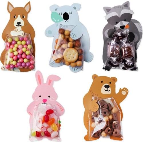 10pcs/lot Baking Packaging Candy Bags Biscuit Bags Cookie Gift Bags Greeting Cards Baby Birthday Party Candy Box Party Supplies