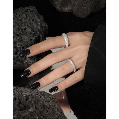 100% 925 Sterling Silver Matte Rings For Women Jewelry 2021, Simple Female Wedding Ring Best Friends Gift FInger Accessories