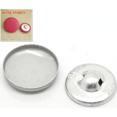 100 Sets Aluminum Tone Backs Cover Metal Buttons 21mmx21mm(7/8"x7/8") 20mmx20mm( 6/8"x 6/8") (B19227)