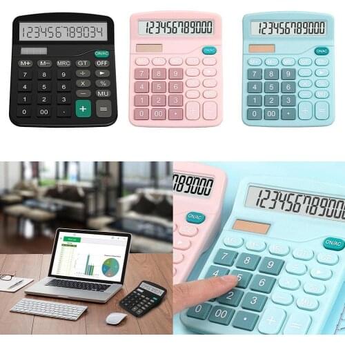 12-bit Solar Computer Student Digits Electronic Calculator Large Screen Desktop Home Office School Computer
