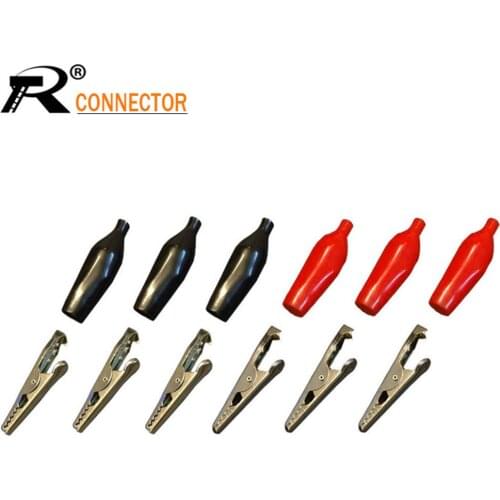 20pcs/10pairs BLACK&RED POWER TESTING CONNECTOR LENGTH 28MM ALLIGATOR CLIP PROBE CLAMP SUPER QUALITY 10black+10red