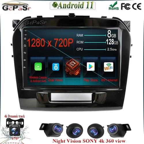 360 camera Android 11 for Suzuki Vitara 2017 2018 2019 2020 Car Multimedia Video player GPS Navigation BT WIFI 1280*720 screen