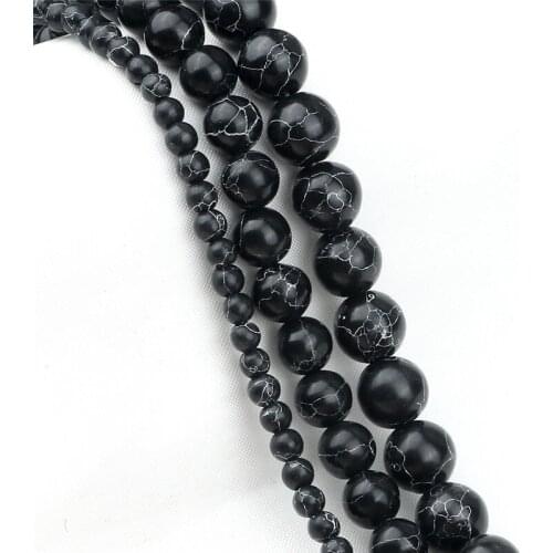 10mm/8mm/6mm Bulk Black Turquoises Stones Loose Natural Stone Spacer Beads For Women/Men Jewelry Making Wholesale Accessories