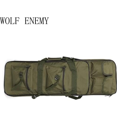 100cm 40" Inch Double Pockets SWAT Dual Tactical Large Capacity Carrying Case Bags for Rifle Airsoft AEG Gun Army Green Black