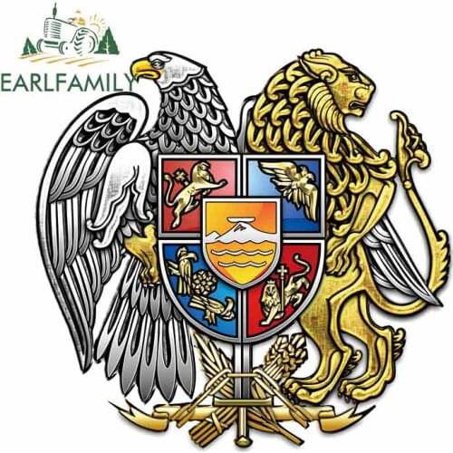 EARLFAMILY 13cm x 12.4cm For Armenia Coat Of Arms Windshield Car Stickers Waterproof Decal Occlusion Scratch Vinyl Material