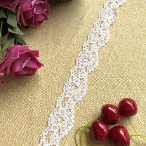 White cream elastic 3cm S1058 stretchy lace trim diy clothing accessories apparel sewing fabric dress shorts decoration lace