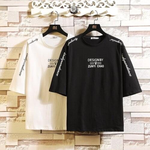 EL BARCO Summer Cotton T-Shirt Men Half-Sleeve Funny Print Hip Hop Black Male Tees Tops Harajuku Streetwear White Khaki Tshirt