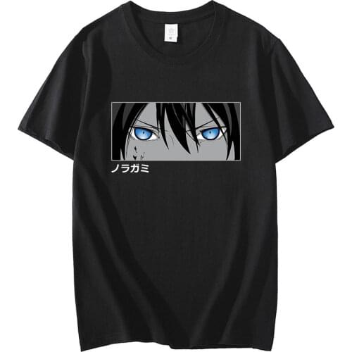 Noragami Yato Eyes Print T Shirt Men Women Vintage Couple Clothes Harajuku Kawaii Japanese Couple T-shirts Summer Tops Harajuku