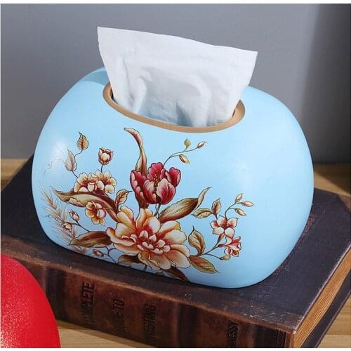 Ceramic Tissue Box Decoration Living Room Home European-style Napkin Pumping Box Ceramic Coffee Table Storage Decoration