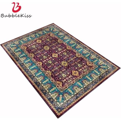 Bubble Kiss Flower Carpet For Living Room Blue Purple Geometric Pattern Floor Mat Ethnic Style Home Decor Bedroom Large Rugs