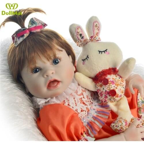 23inch reborn baby girl dolls Bebe Toddler reborn corpo de silicone inteiro realista bonecas children play house toys gift