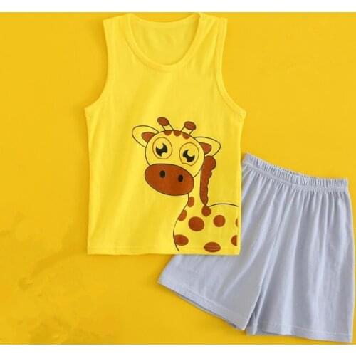 Summer Childrens Pajamas Short-sleeve Pyjamas Kids T-shirt+Pants 2pcs Cartoon Pajamas For Girl Boys Baby Clothes Sets Sleepwear